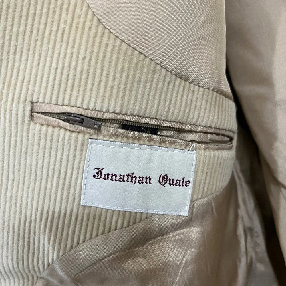 Jonathan Quale Mens Tan Beige Corduroy Blazer Sport Coat 100% Cotton Size 56 L